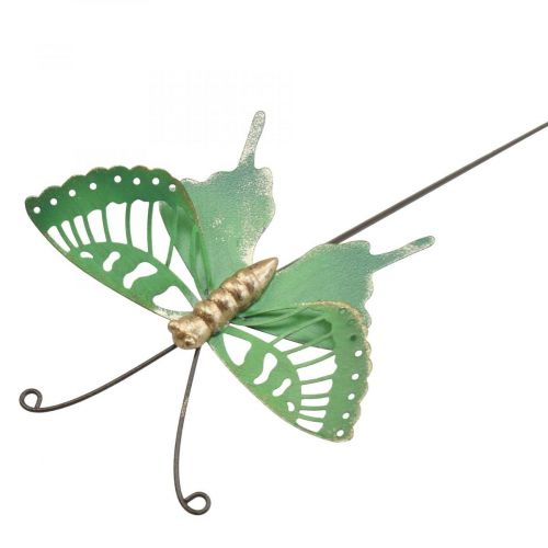 Floristik21 Gartenstecker Metall Schmetterling Grün Gold 12x10/46cm