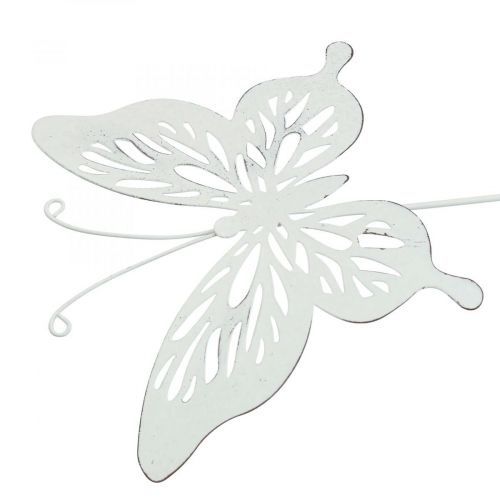 Gartenstecker Metall Schmetterling Weiß 14×12,5/52cm 2St