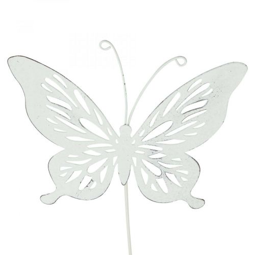 Gartenstecker Metall Schmetterling Weiß 14×12,5/52cm 2St