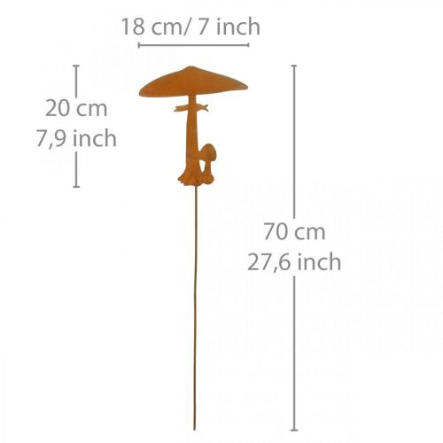 Artikel Gartenstecker Pilze Gartendeko Rost Metall 70cm