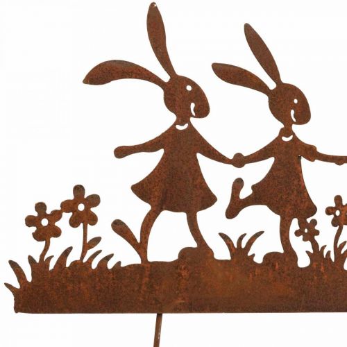 Gartenstecker Rost Ostern, Blumenstecker Hasen Metall B40cm