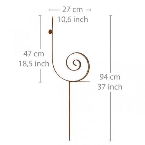 Floristik21 Gartenstecker Schnecke groß Rost Metall Gartendeko H94cm