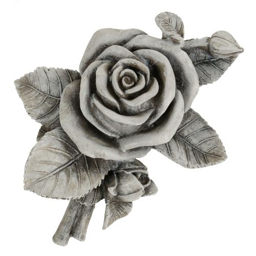 Floristik21 Rose für Grabschmuck Grau 16cm x 13,5cm 2 St
