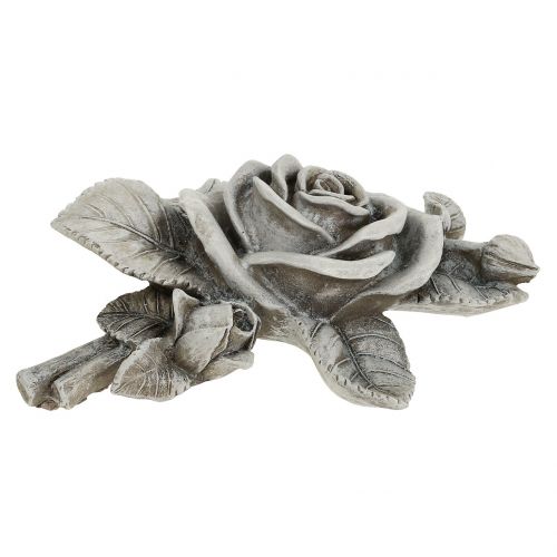 Floristik21 Rose für Grabschmuck Grau 16cm x 13,5cm 2St