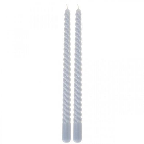 Floristik21 Gedrehte Kerzen Hellblau Spitzkerzen Ø2,2cm H30cm 2St