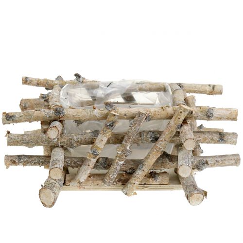Pflanzengefäß Birkenäste Weiß gewaschen 28cm x 28cm H10cm