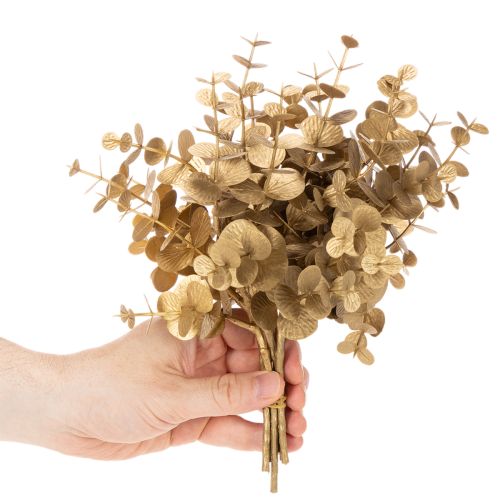 Artikel Kunststoff Eukalyptus Deko-Zweig Gold 24cm für Innenbereich