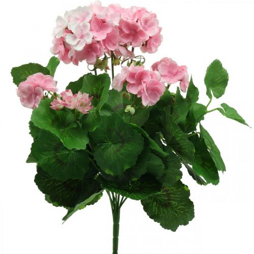 Floristik21 Geranie Kunstblume Rosa Geranienbusch künstlich 7Blüten H38cm