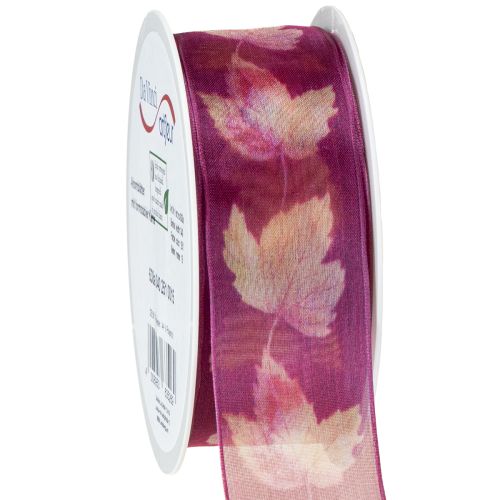 Geschenkband Ahornblätter Lila Band Herbst 40mm 15m