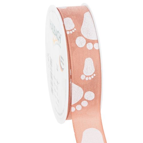 Geschenkband Baby Füße Deko Taufe Band Rosa 25mm 16m