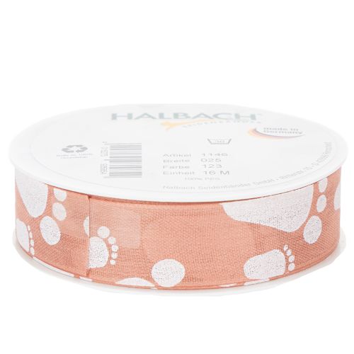 Artikel Geschenkband Baby Füße Deko Taufe Band Rosa 25mm 16m