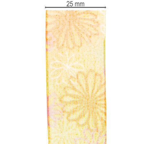 Artikel Geschenkband Blumen Organzaband Gelb Orange 25mm 18m