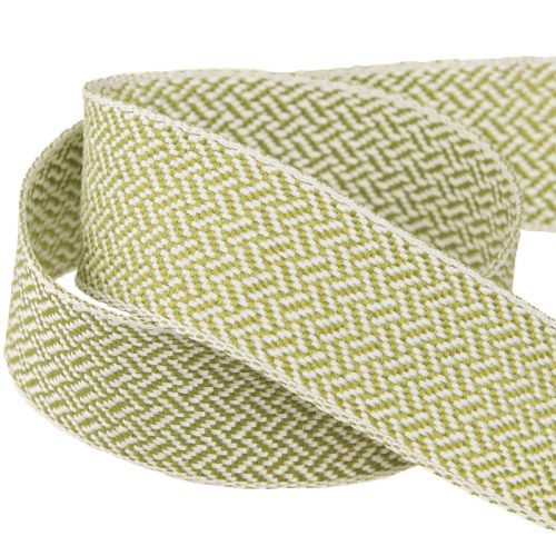 Artikel Elegantes Geschenkband Fischgrät Weiß Grün 25mm 15m