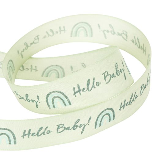 Artikel Geschenkband Hello Baby Dekoband Taufe Grün 25mm 16m