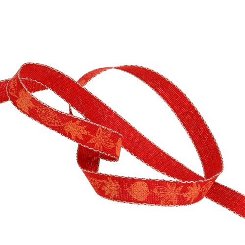 Floristik21 Dekoband Herbstmotiv Rot 15mm 20m