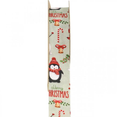 Floristik21 Geschenkband Merry Christmas Pinguine Weihnachtsband 25mm 8m