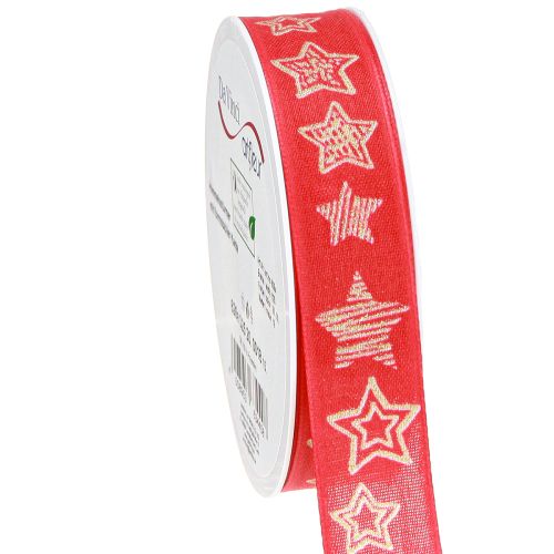 Artikel Geschenkband Sterne Weihnachtsband Rot Gold 25mm 18m für Floristik und Dekoration