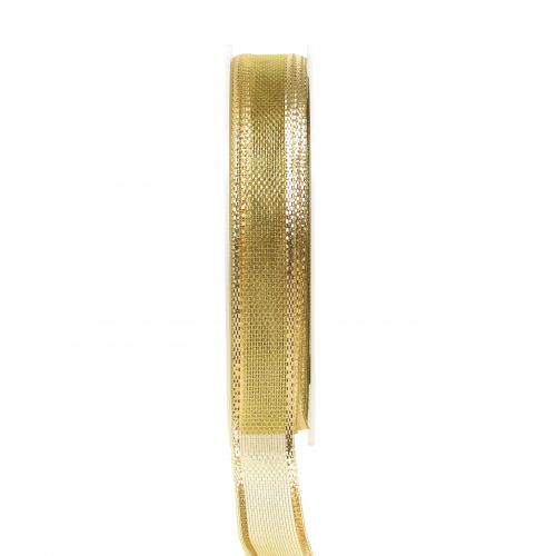Floristik21 Geschenkband Gold Ringeleffekt 15mm 25m