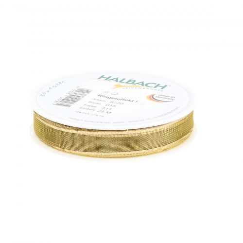 Floristik21 Geschenkband Gold Ringeleffekt 15mm 25m