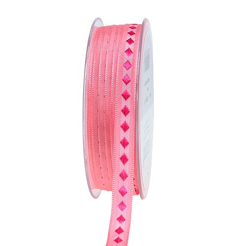 Floristik21 Geschenkband Rosa mit Muster 10mm 20m