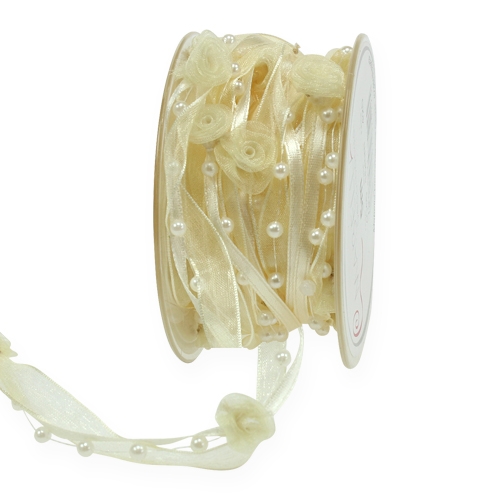 Floristik21 Schleifenband Valentino Creme 15mm 5m
