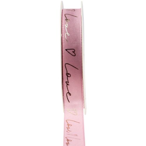 Floristik21 Geschenkband mit Herzen Dekoband Rosa Gold 15mm 15m