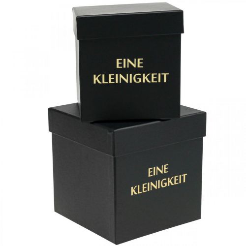 Floristik21 Geschenkbox „Eine Kleinigkeit“ Eckig Schwarz 14/12cm 2er-Set