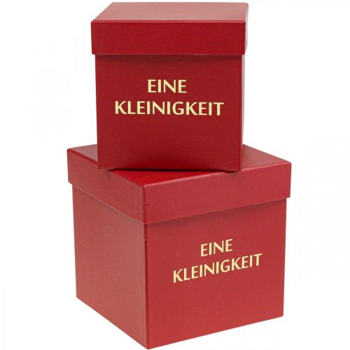 Floristik21 Geschenkbox „Eine Kleinigkeit“ eckig Rot 14/12cm 2er-Set