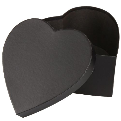 Floristik21 Geschenkbox Herz Schwarz Papier Box 18×18cm H10cm 2 St, stilvolle Verpackung für kreative Präsentationen