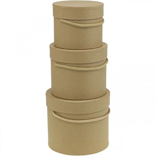 Artikel Geschenkbox rund Blumenbox Beige Ø12,5/14,5/16,5cm 3er-Set