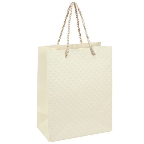 Floristik21 Elegante Papiergeschenktasche Creme 18×10×23cm – Für Floristen und Blumengeschäfte