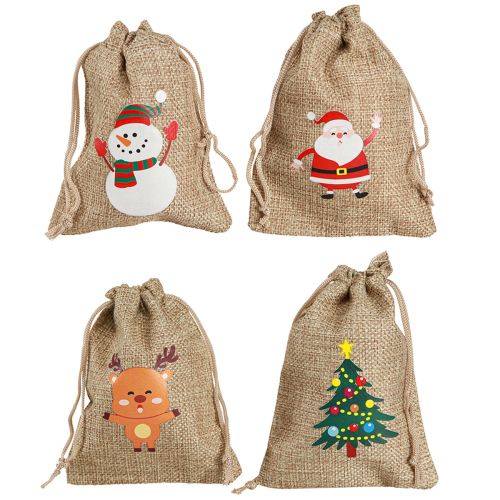 Floristik21 Weihnachtliche Jutesäckchen Geschenkbeutel Natur 10×13cm Set