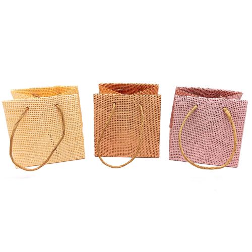 Floristik21 Geschenktüten gewebt mit Henkeln Vanille Orange Rosa 10,5cm 12 St