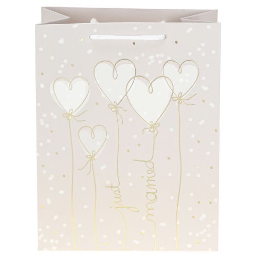 Artikel Elegante Hochzeitsgeschenktasche Beige „Just Married“ mit Herzdesign 2St