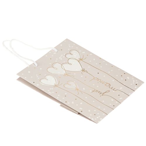 Artikel Elegante Hochzeitsgeschenktasche Beige „Just Married“ mit Herzdesign 2St