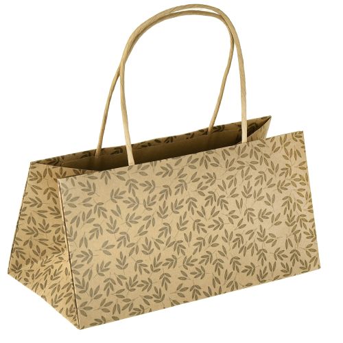 Großhandel Geschenktüte Papier Naturbraun Blätter 20×10×10cm 6 St umweltfreundliche Verpackung