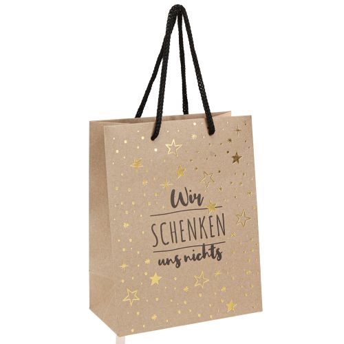 Floristik21 Geschenktüte Weihnachten Sterne „Wir schenken uns nichts“ 18×10×23cm 2St – Geschenkverpackung originell charmant