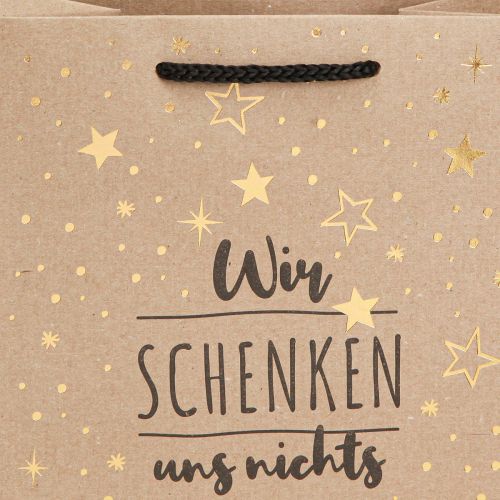 Artikel Geschenktüte Weihnachten Sterne „Wir schenken uns nichts“ 18×10×23cm 2St – Geschenkverpackung originell charmant