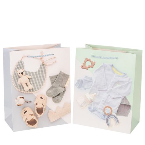 Papiertasche Geschenkverpackung 23 cm B2B für Babyartikel Geburt 2 Stück