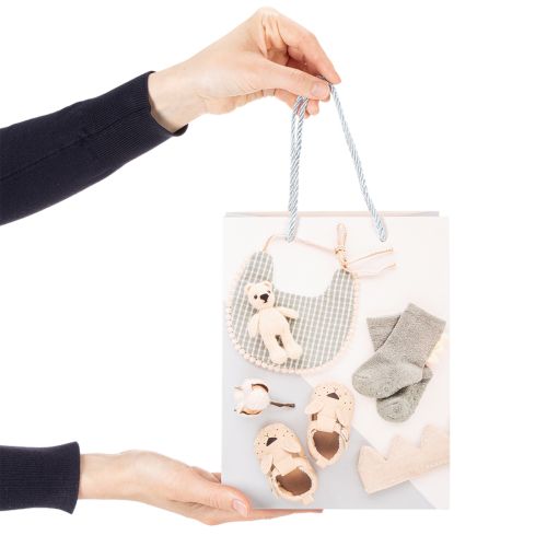 Artikel Papiertasche Geschenkverpackung 23 cm B2B für Babyartikel Geburt 2 Stück