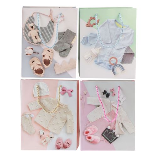 Floristik21 Geschenktüten Baby Geschenktaschen Geburt 23×18cm 12St