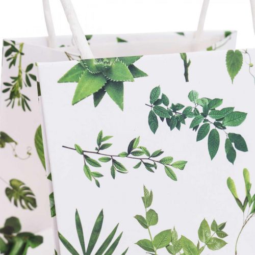 Geschenktüten Papiertüten Weiß Blätter 12×12×12cm 12St