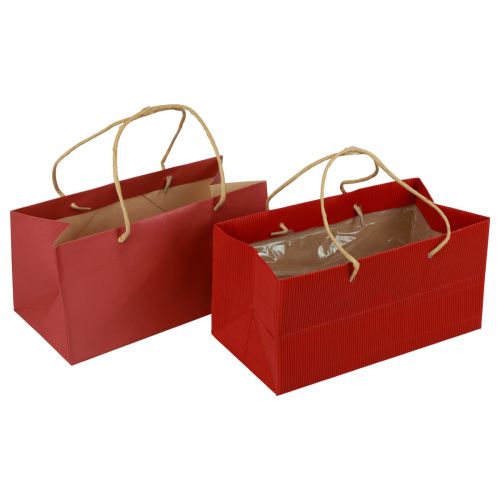 Floristik21 Geschenktüten Rot Papiertüten mit Henkel 24×12×12cm 6St