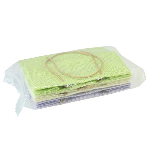 Artikel Geschenktüten gewebt mit Henkeln Grün, Gelb, Lila 20×10×10cm 6St