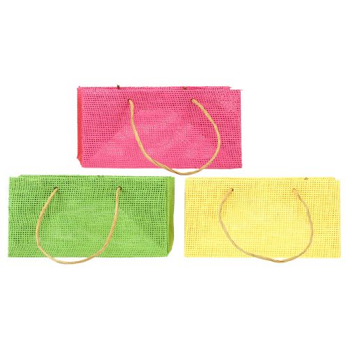 Floristik21 Geschenktüten mit Henkeln Papier Gewebte Optik Bunt 20×10×10cm 6St