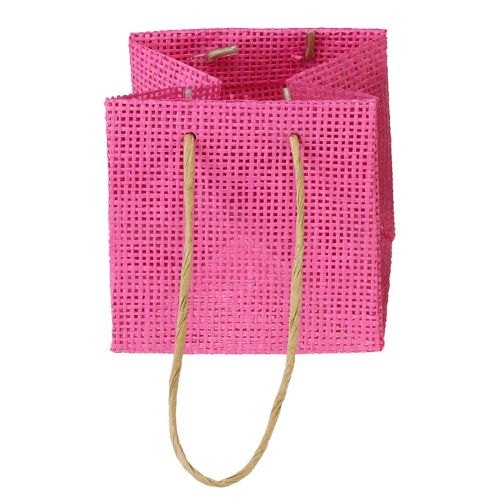 Floristik21 Geschenktüten mit Henkeln Papier Pink Gelb Grün Textil Optik 10,5cm 12St