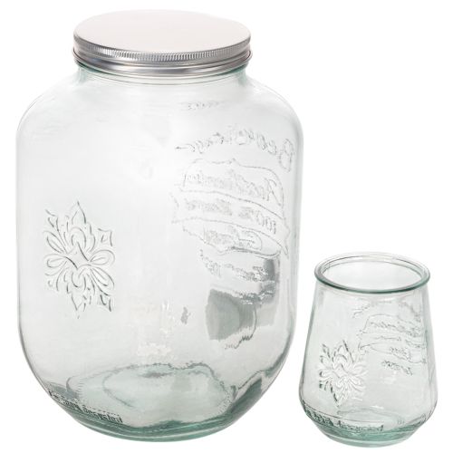 Getränkespender Glas mit Zapfhahn Set mit 4 Trinkgläsern H25,5cm | Floristik21.de