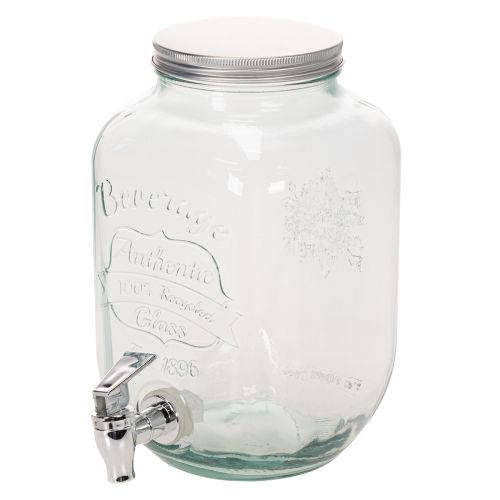 Getränkespender Glas mit Zapfhahn Set mit 4 Trinkgläsern H25,5cm | Floristik21.de