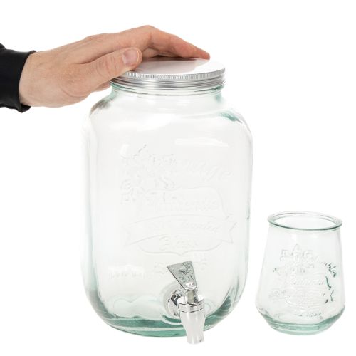 Getränkespender Glas mit Zapfhahn Set mit 4 Trinkgläsern H25,5cm | Floristik21.de