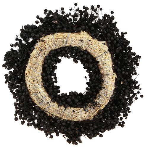 Floristik21 Getrockneter Flachs Kranz Schwarz Ø25cm - Vielseitig, Stilvoll & Langlebig - Perfekt für Dekorateure